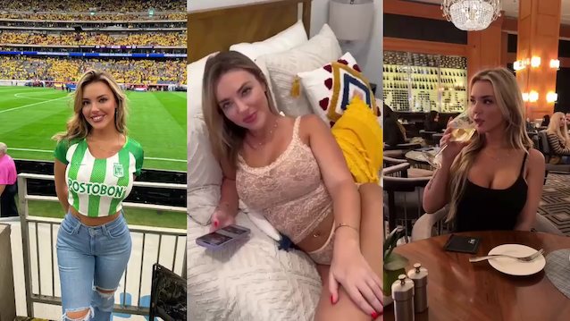 blonde, influencer, restaurant, stadium, jersey