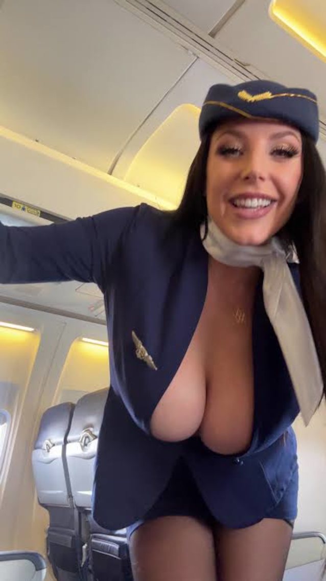 angela white, huge breast, stewardess, boobs