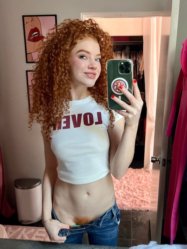 redhead, teen, selfie, curly, hairy