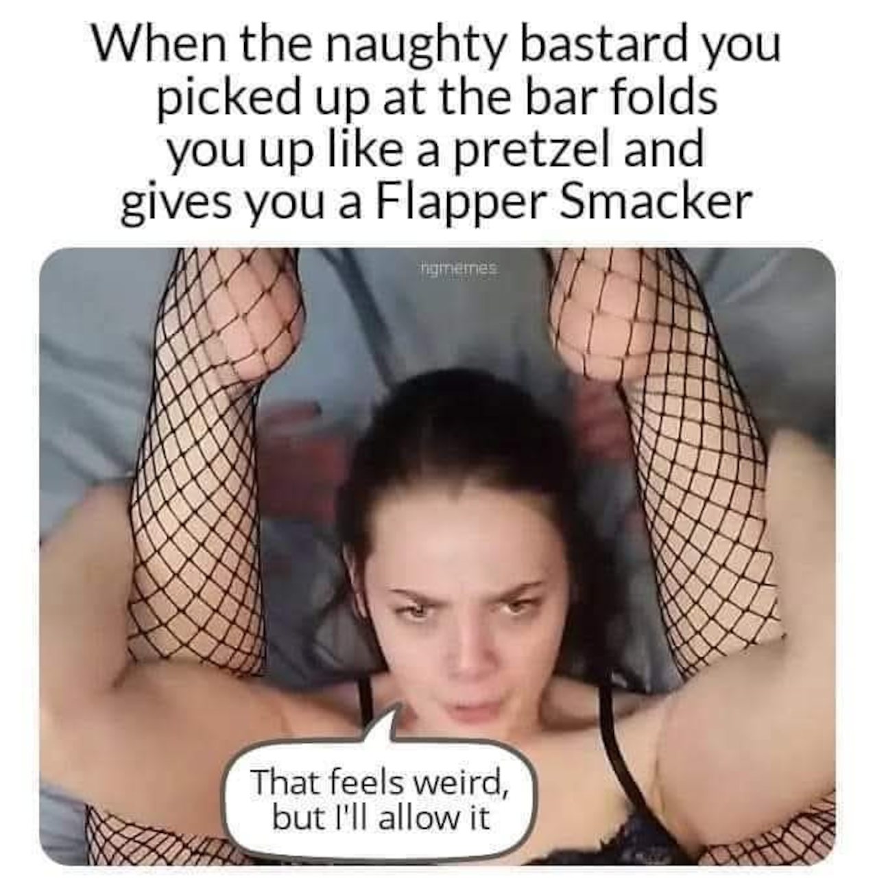 meme fishnets brunette