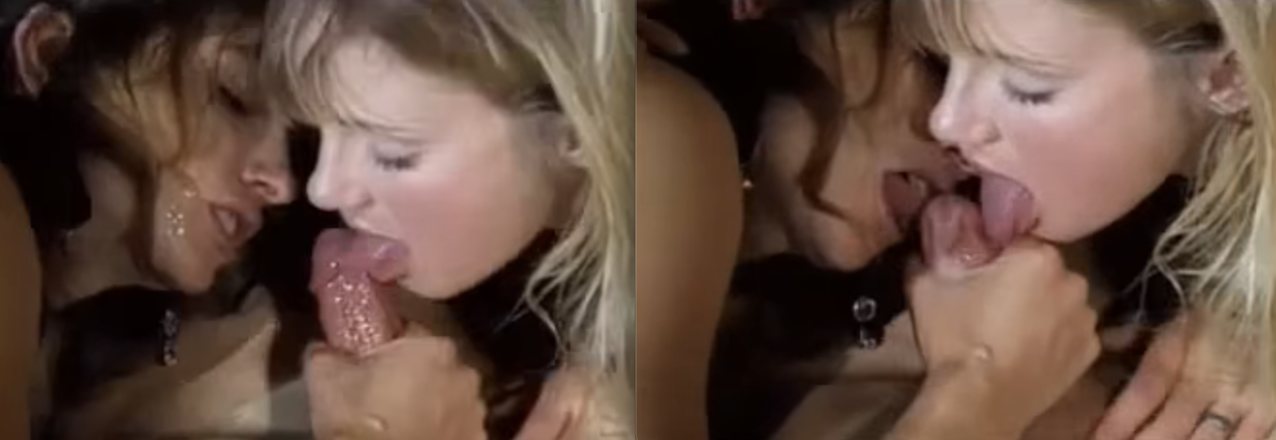 double blowjob threesome cum