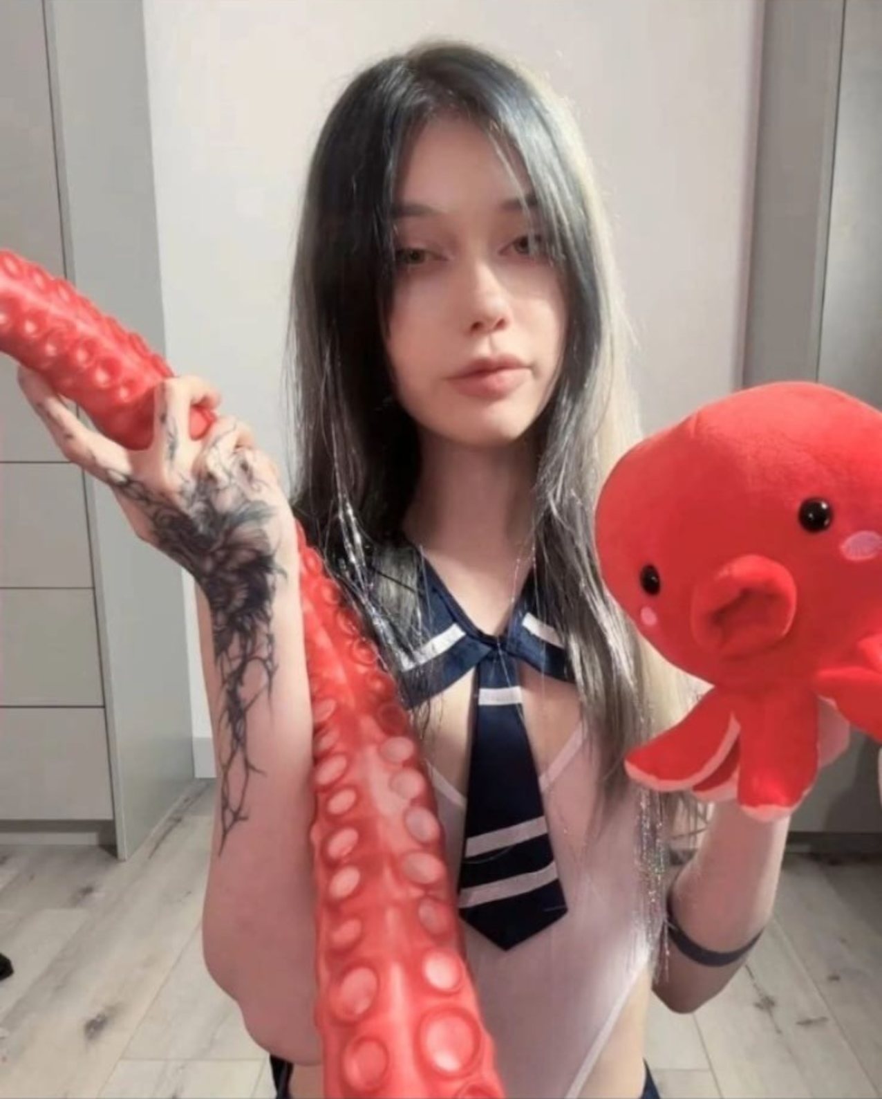 octopus dildo school outfit