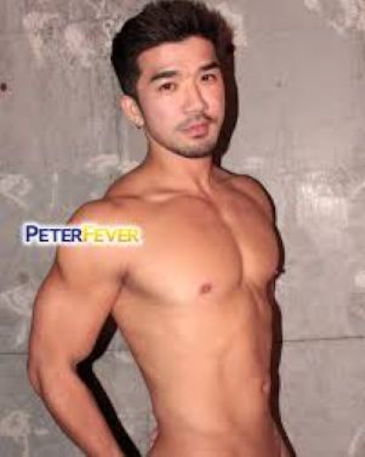 muscular shirtless asian