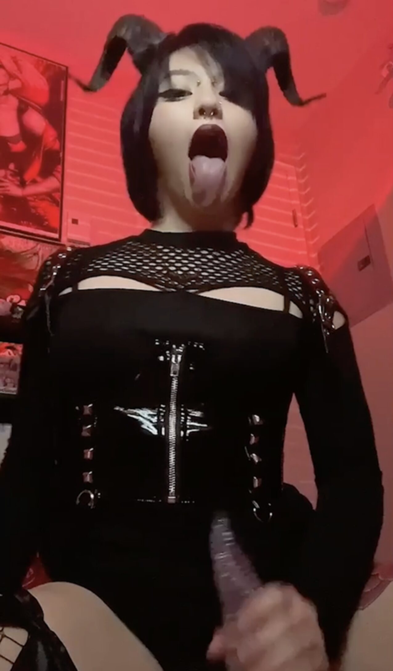 cosplay horns tongue out