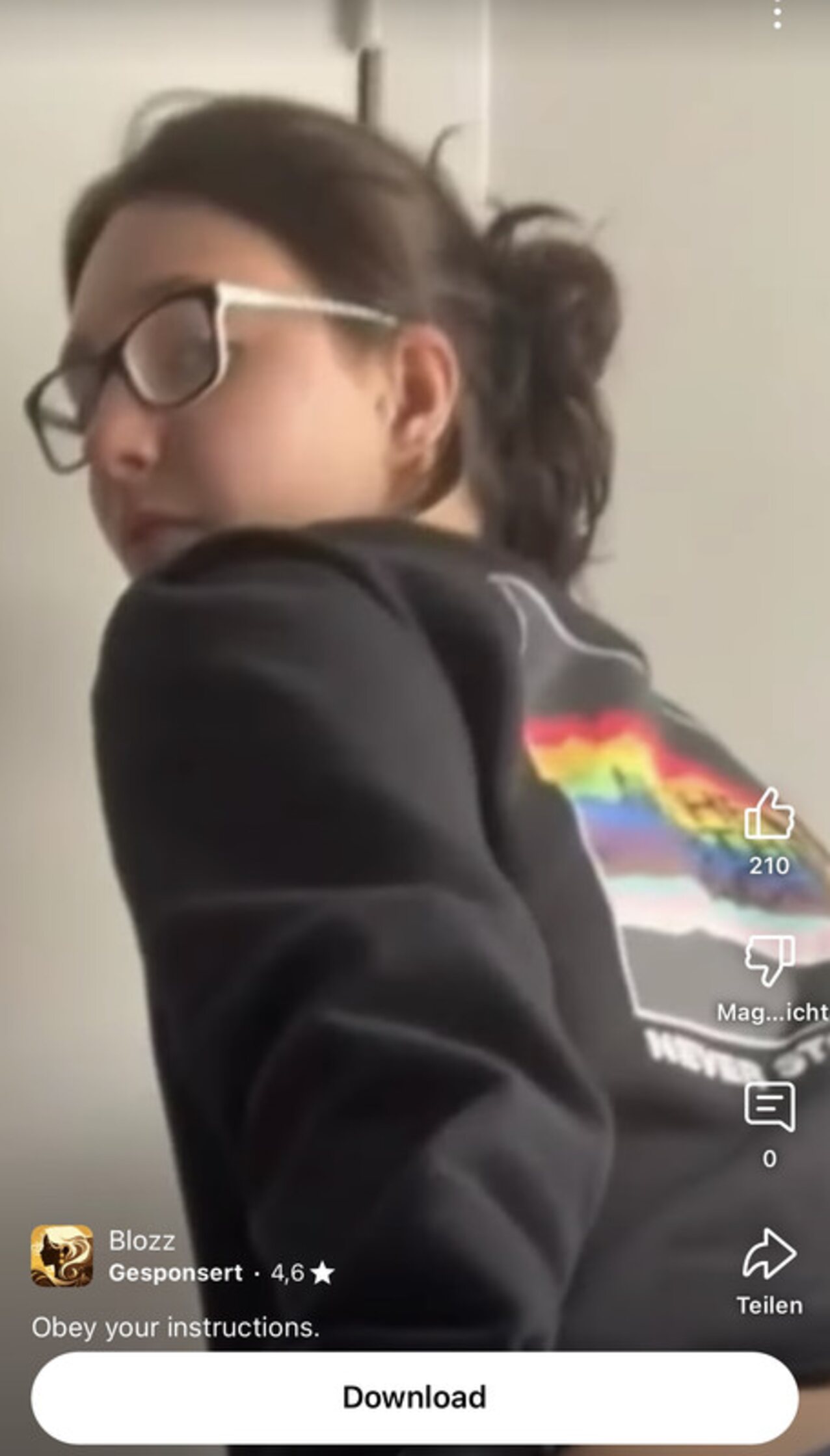 glasses brunette spreading ass