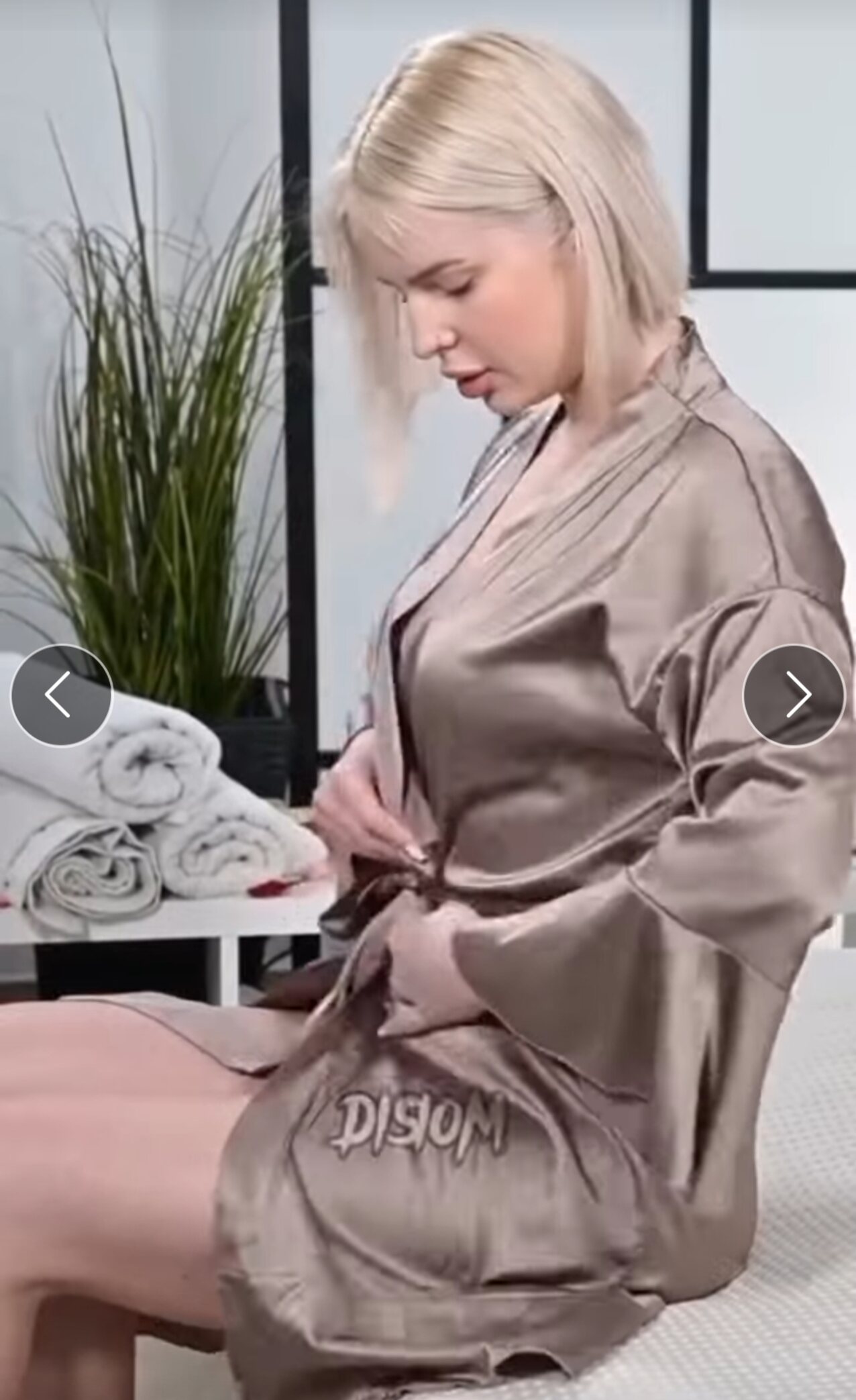 blonde short hair night dress