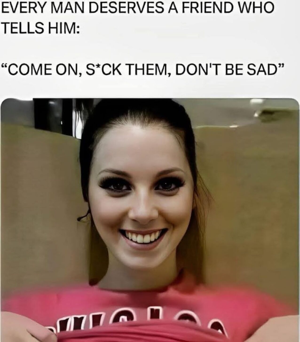 pink t shirt brunette