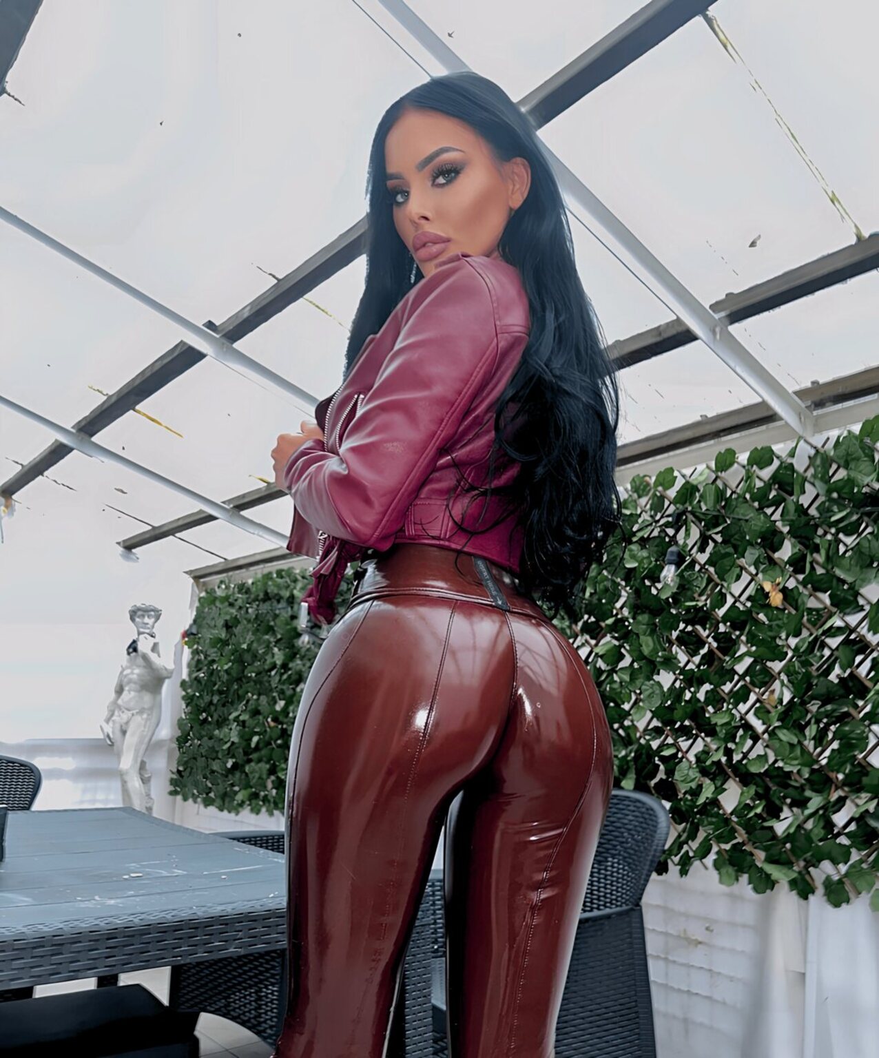 leather jacket latex pants sexy model