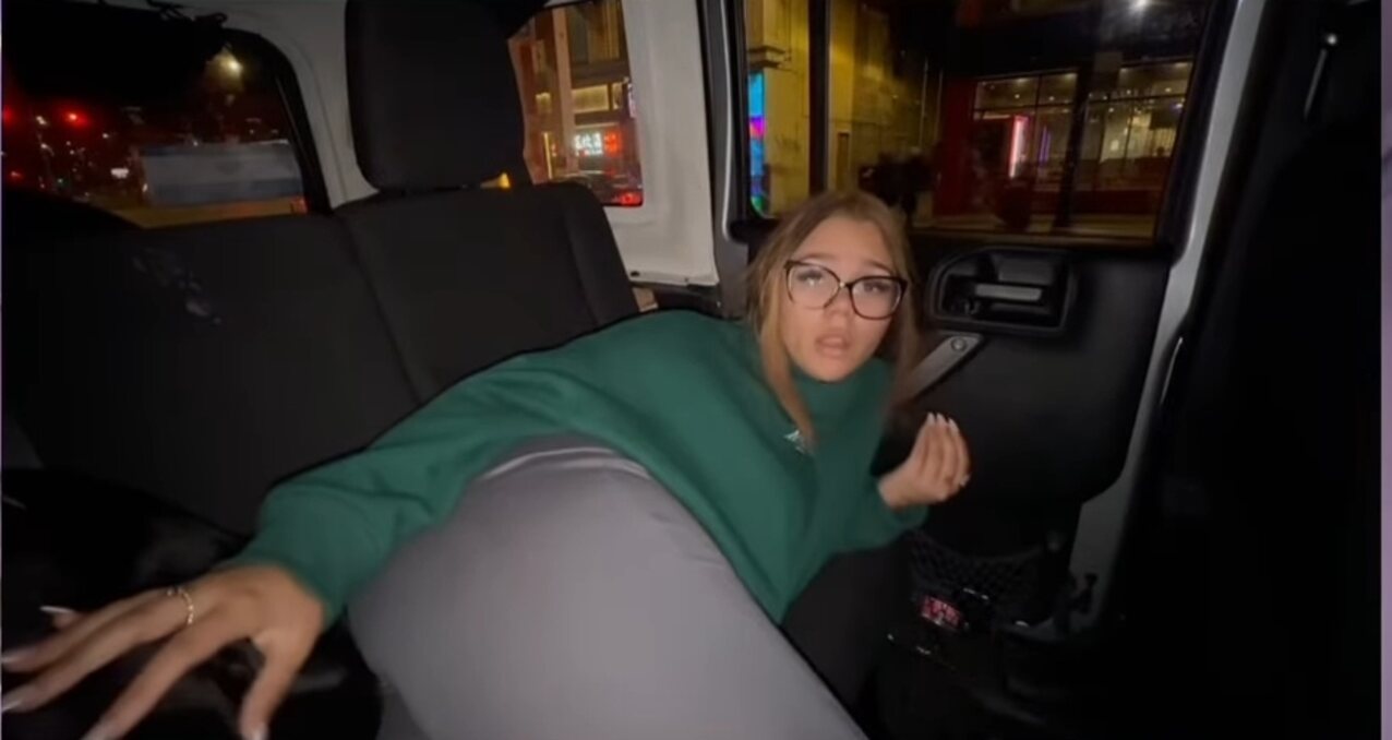 glasses blonde car