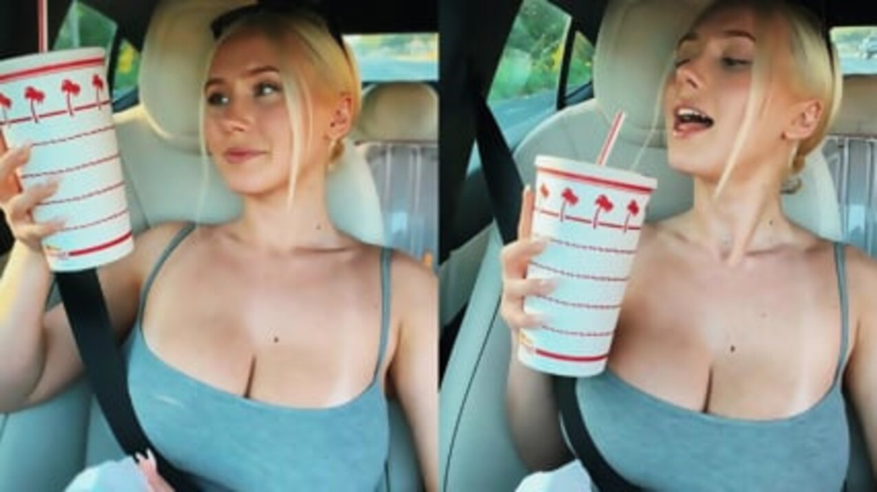 blonde big tits car ride