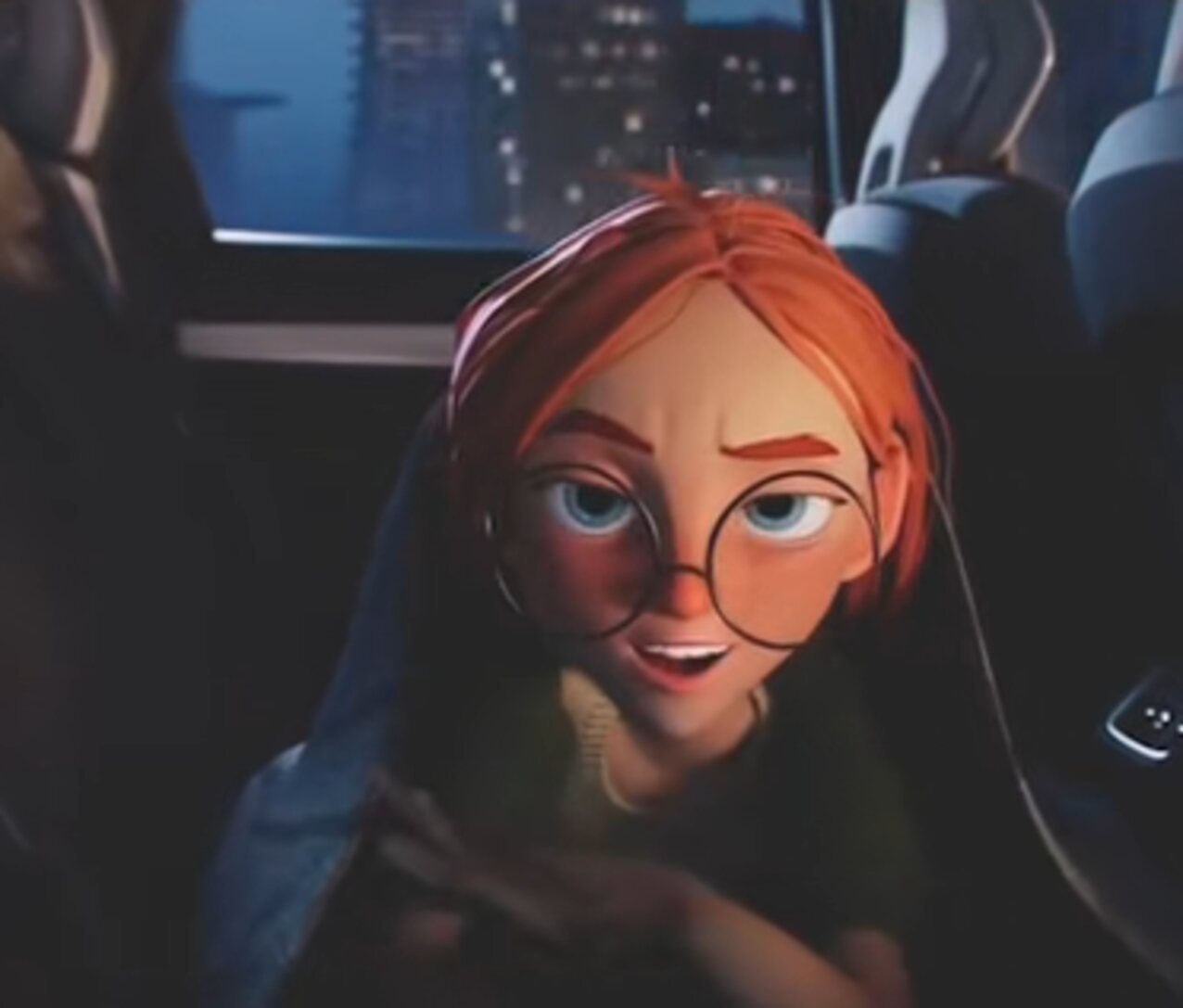 animated redhead glasses