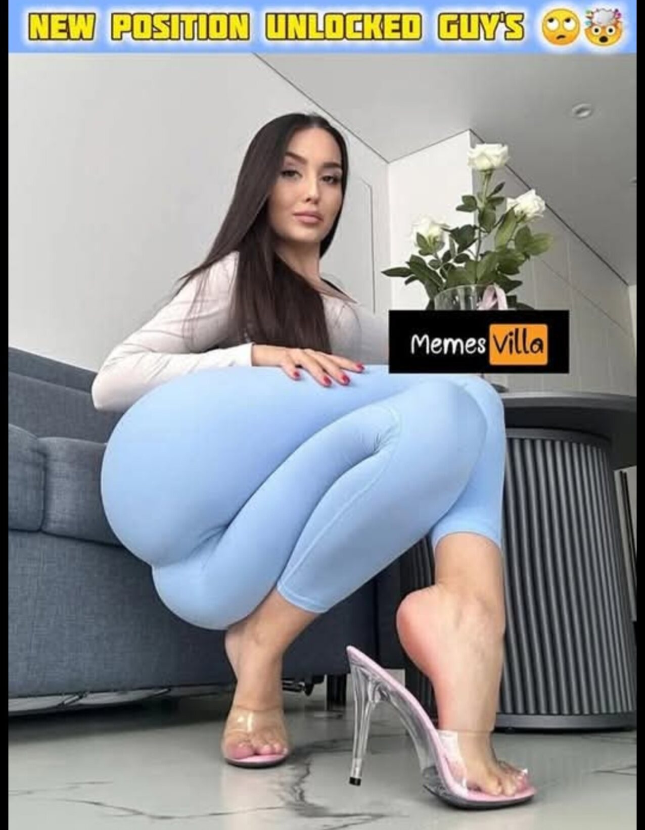 brunette yoga pants high heels
