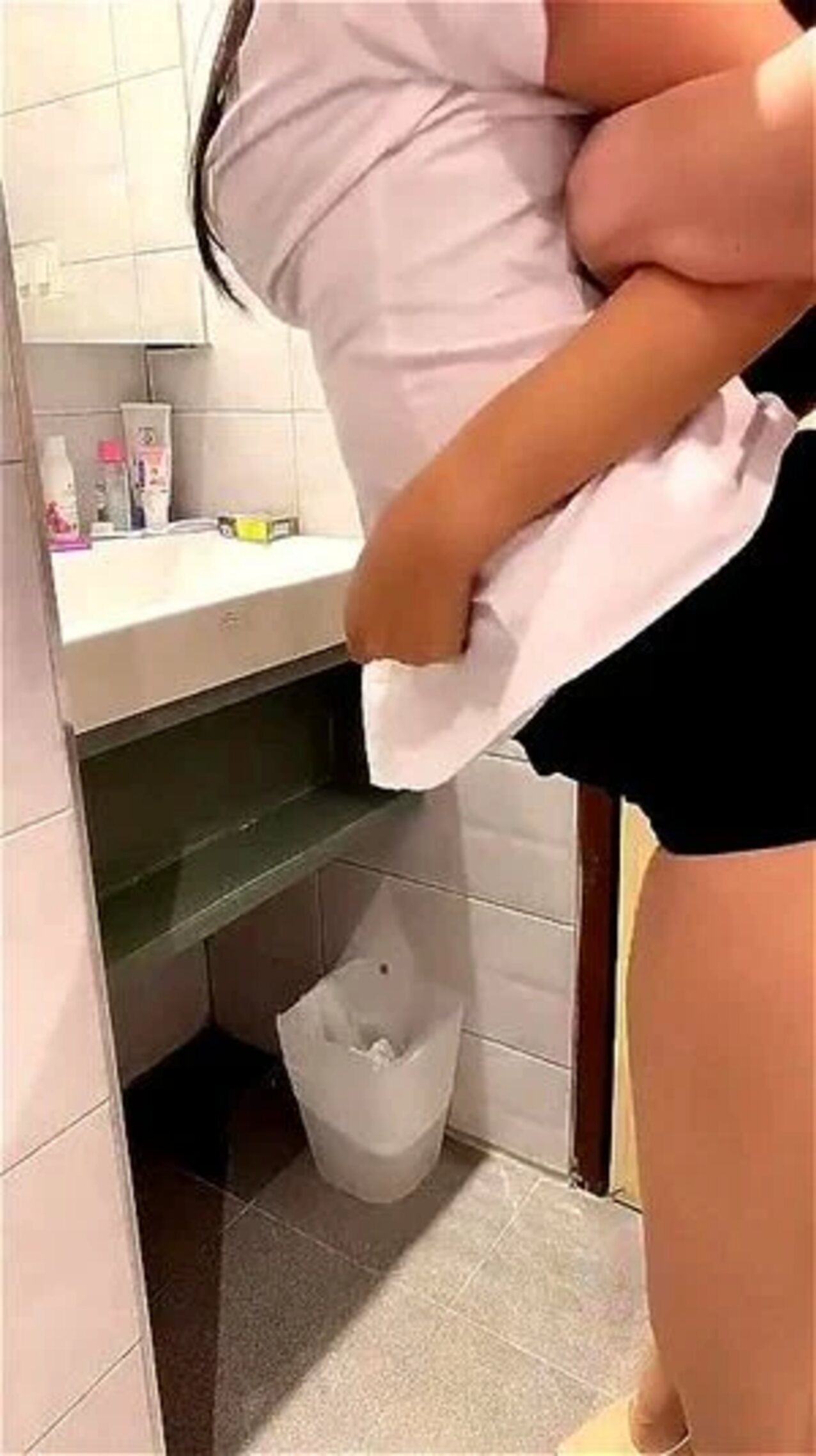 standing doggystyle bathroom pantyhose