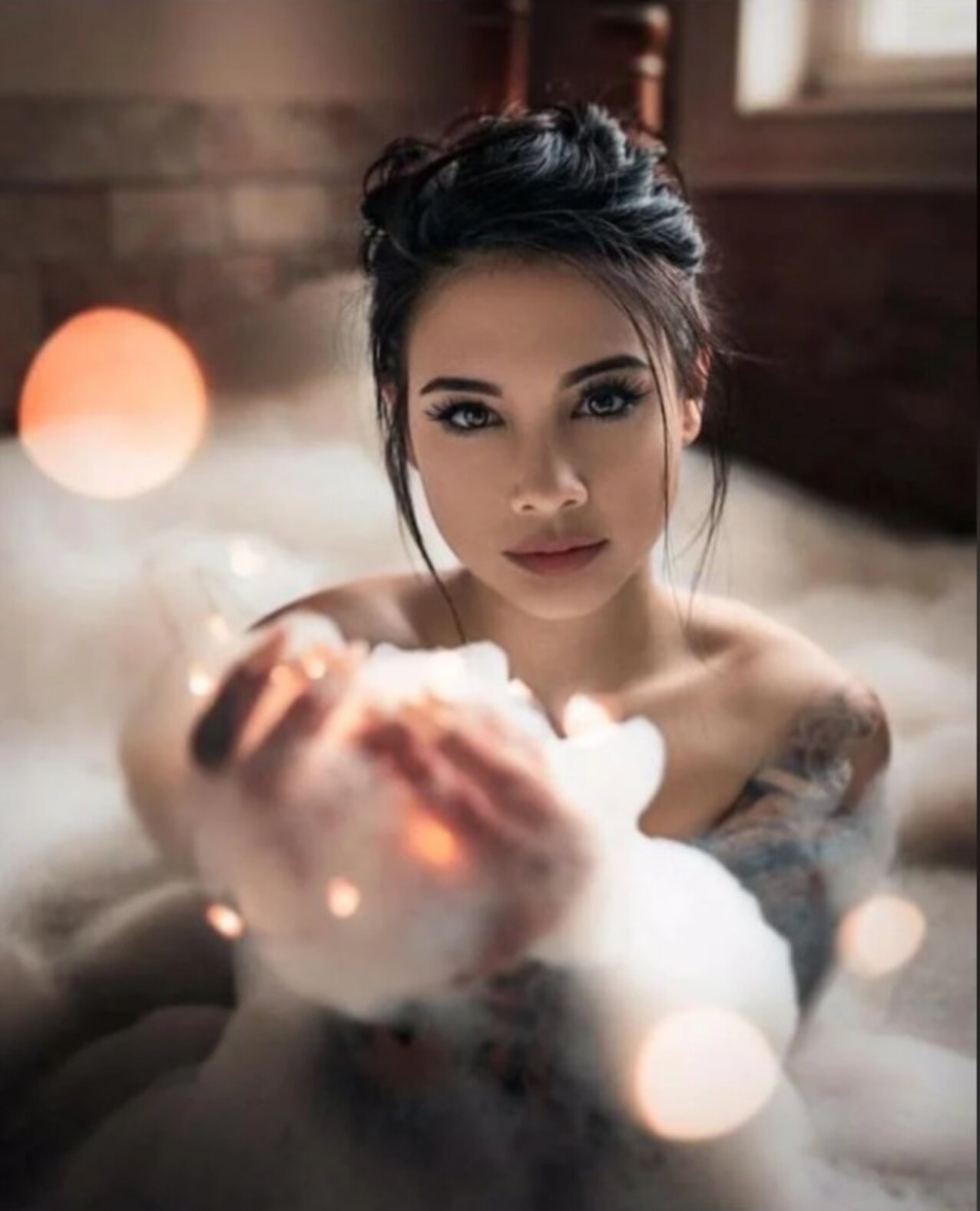 brunette bath tub tattoos