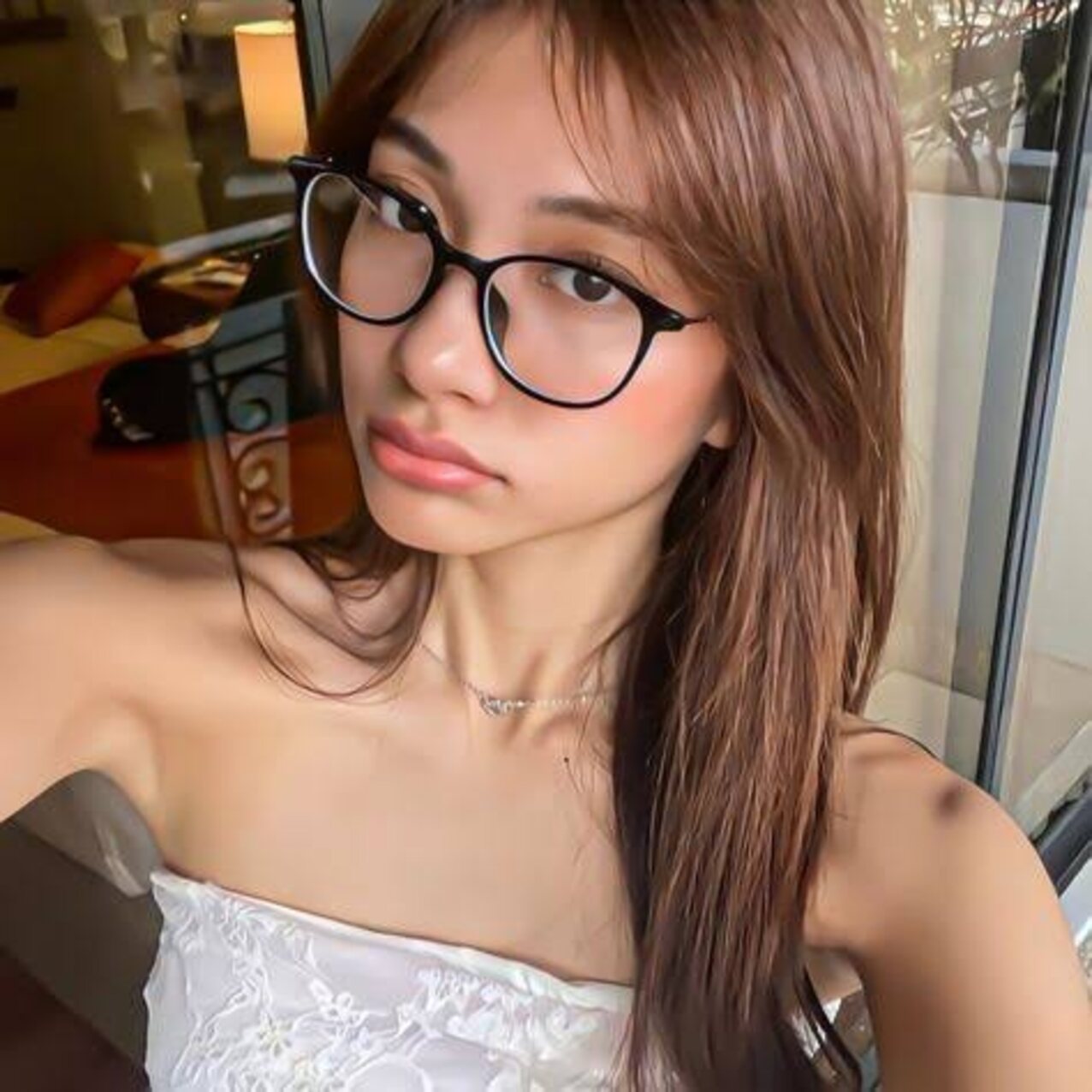 glasses asian brunette