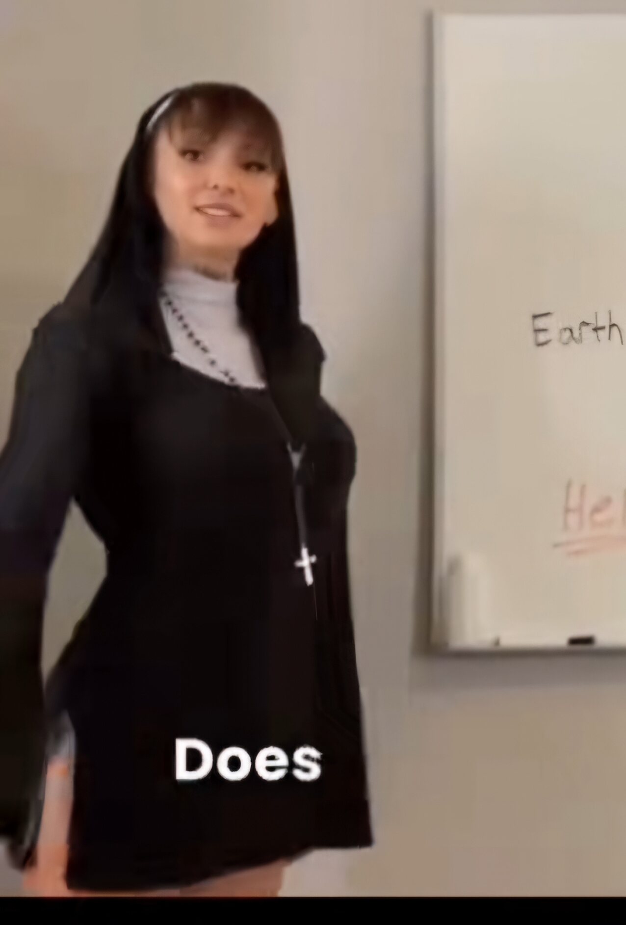 nun whiteboard standing