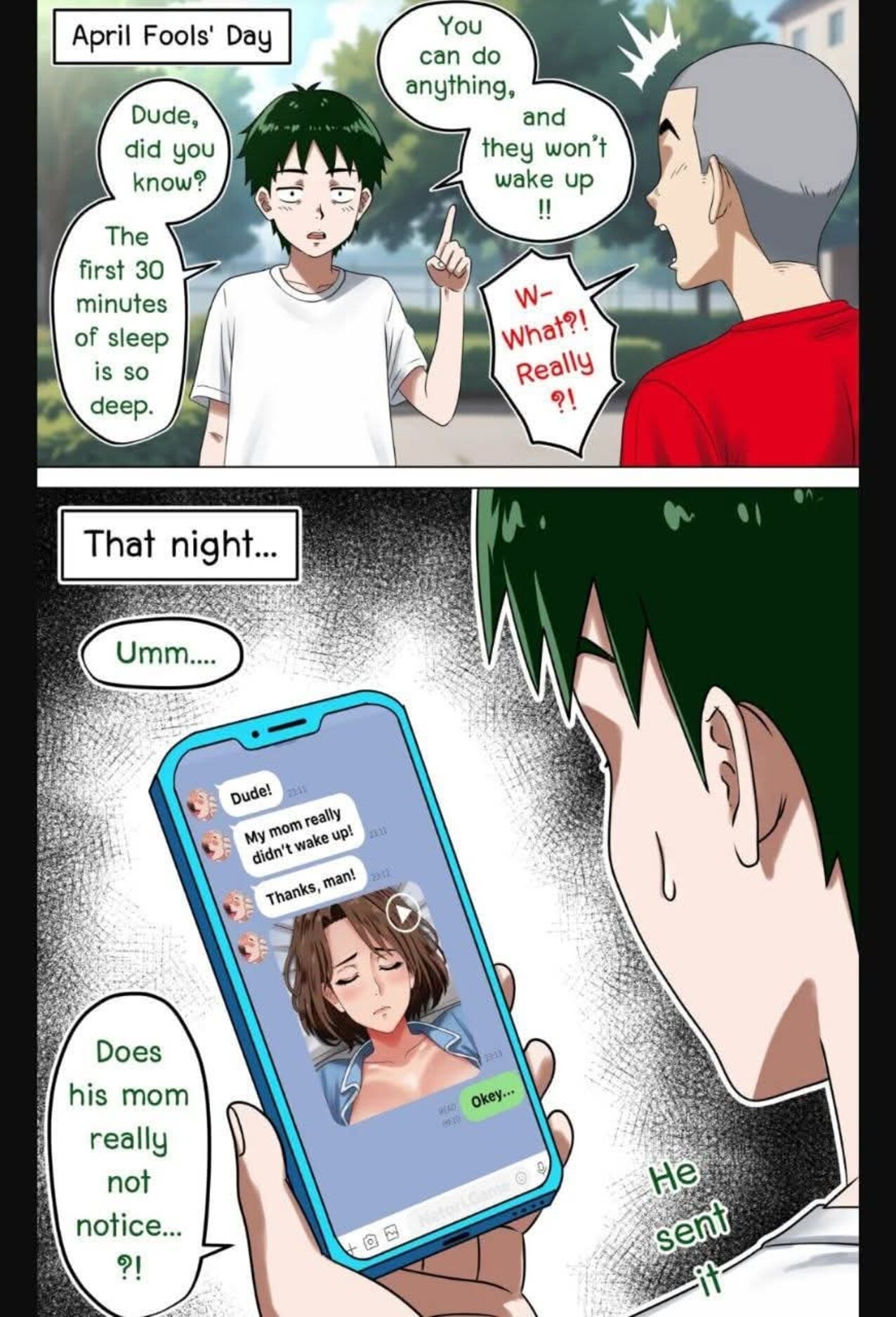 sleeping texting april fools