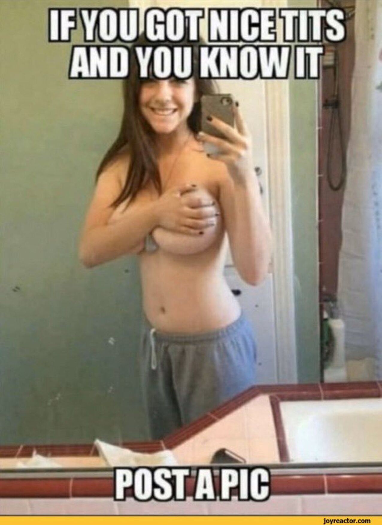big tits mirror selfie hand bra