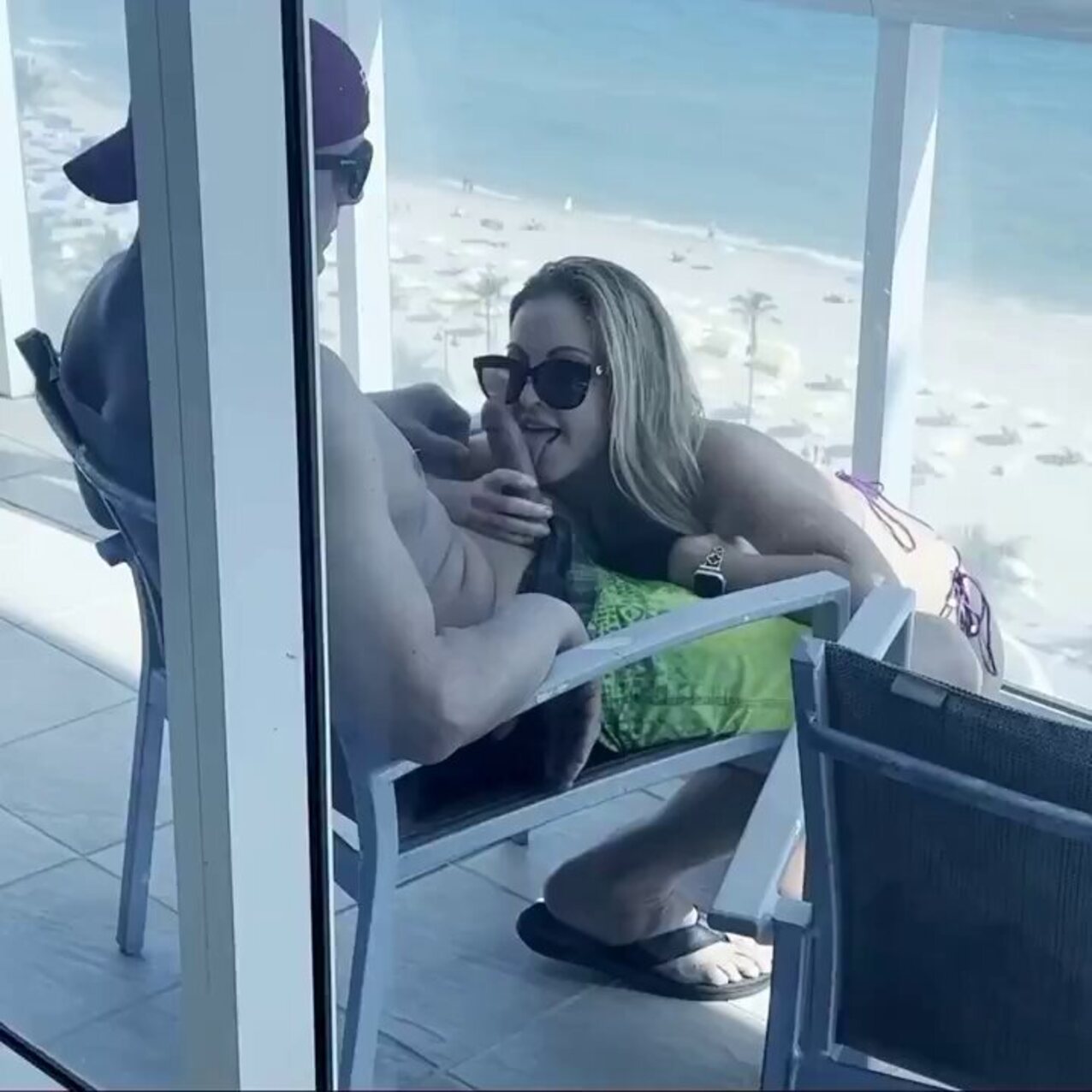 blonde blowjob outside
