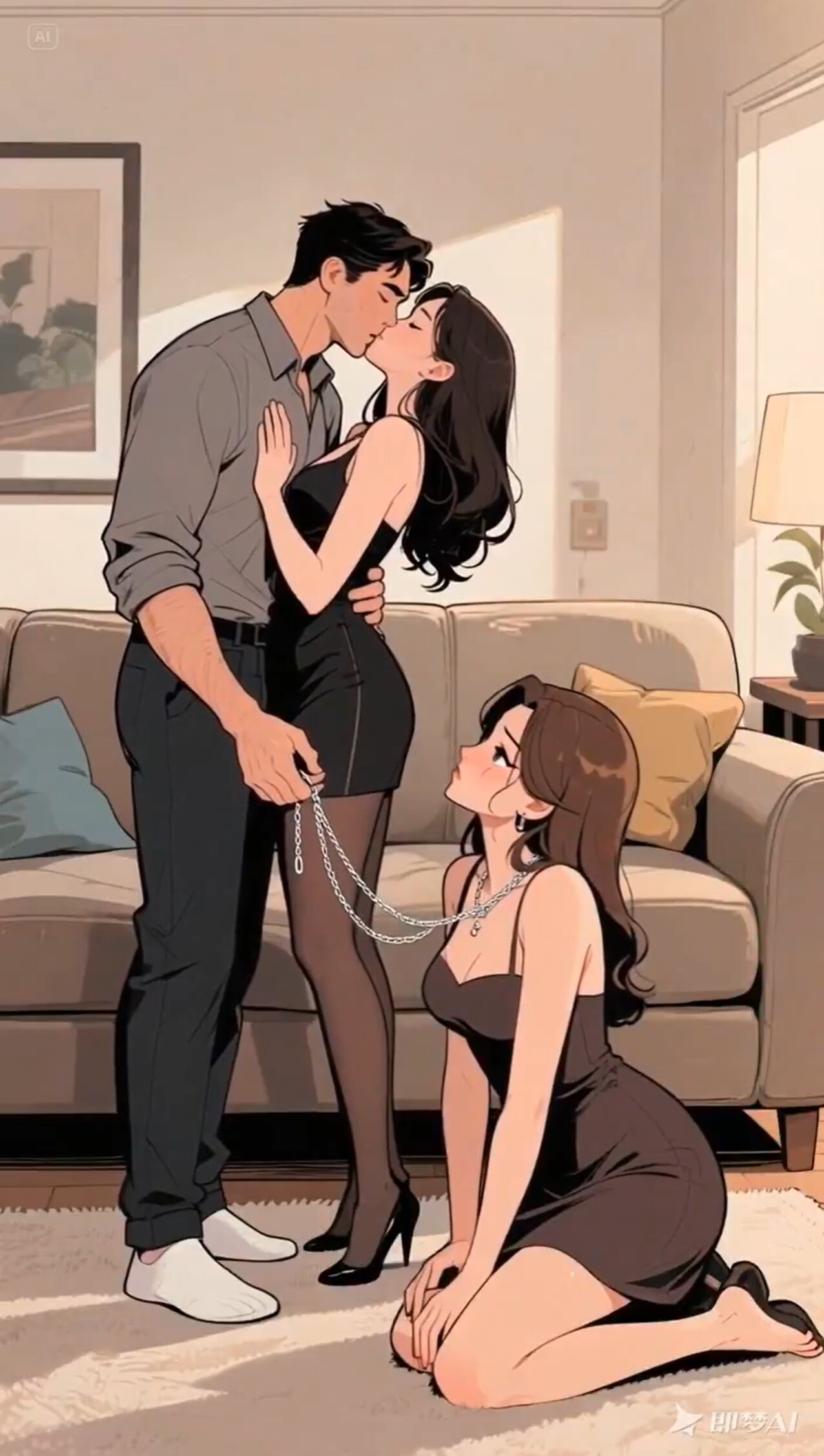 cuckquean cheating kneeling