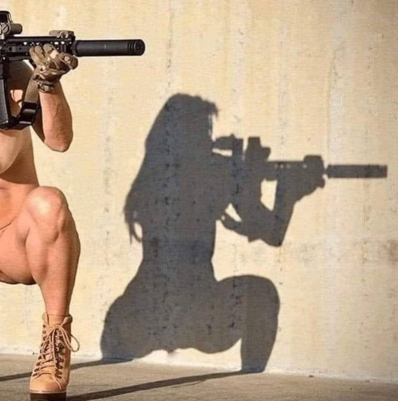 gun weapon nude warrior