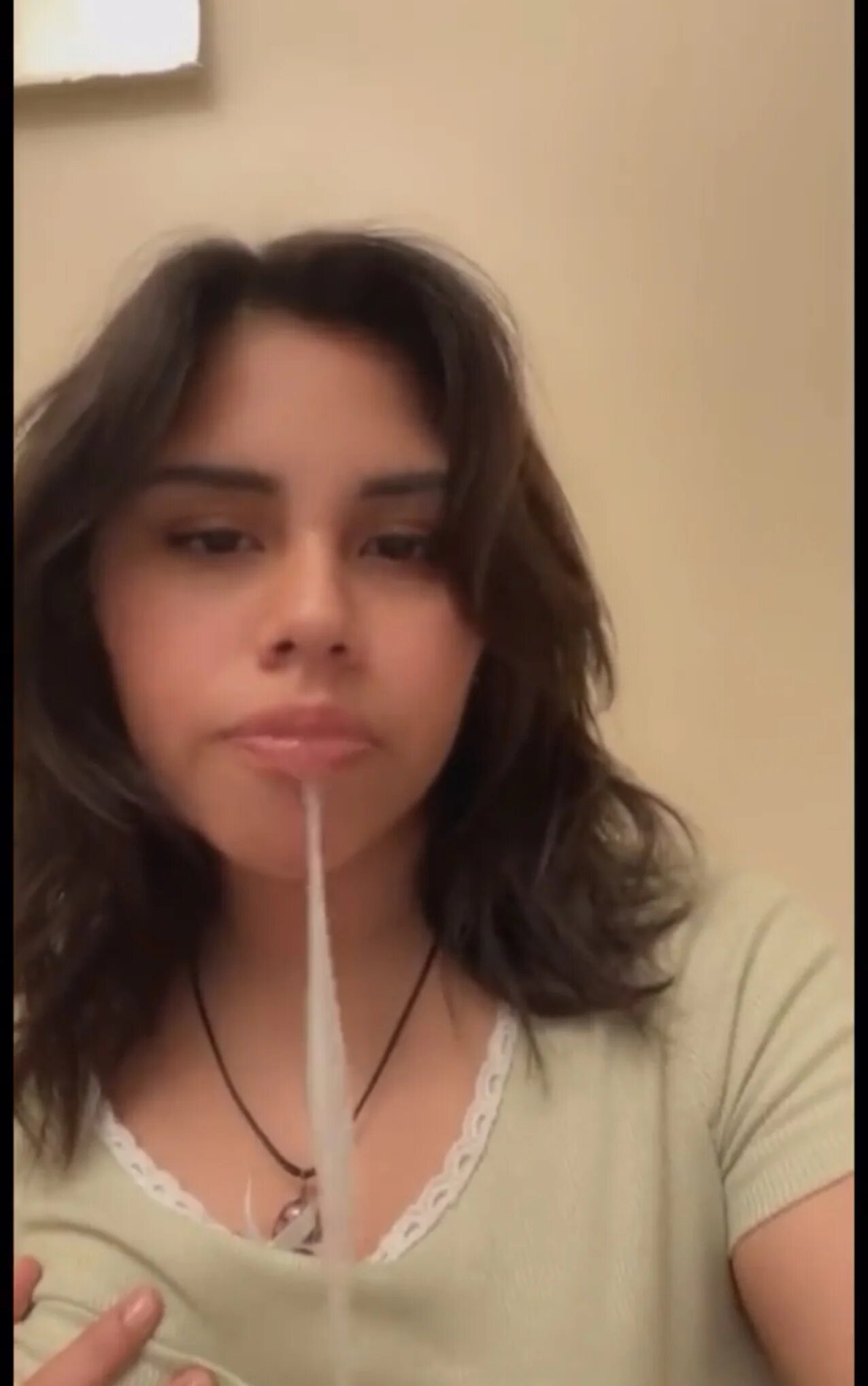 latina brunette spit