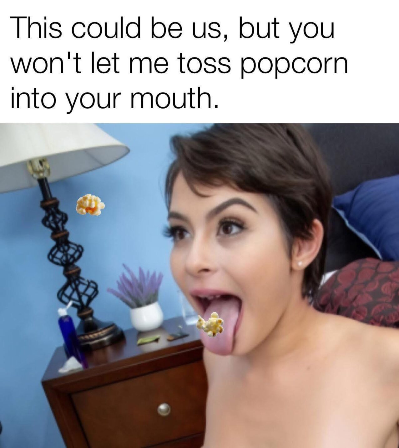 short hair girl facial tongue out