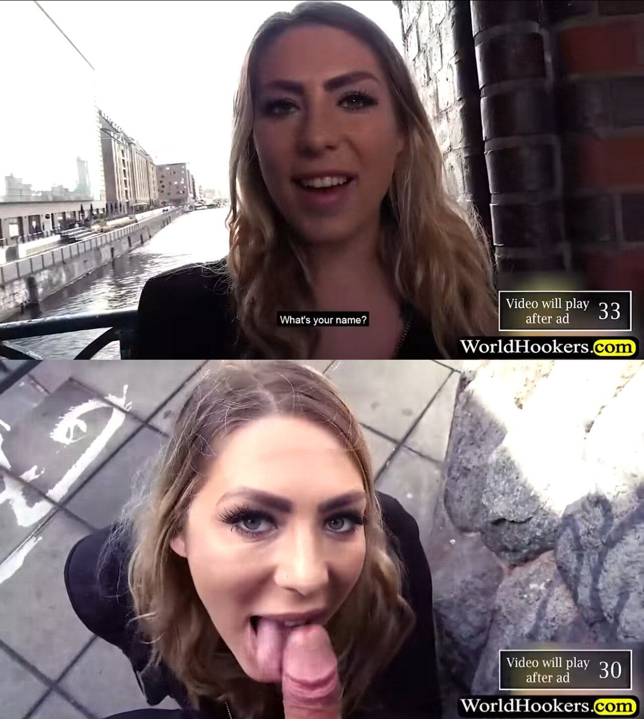 blonde street blowjob