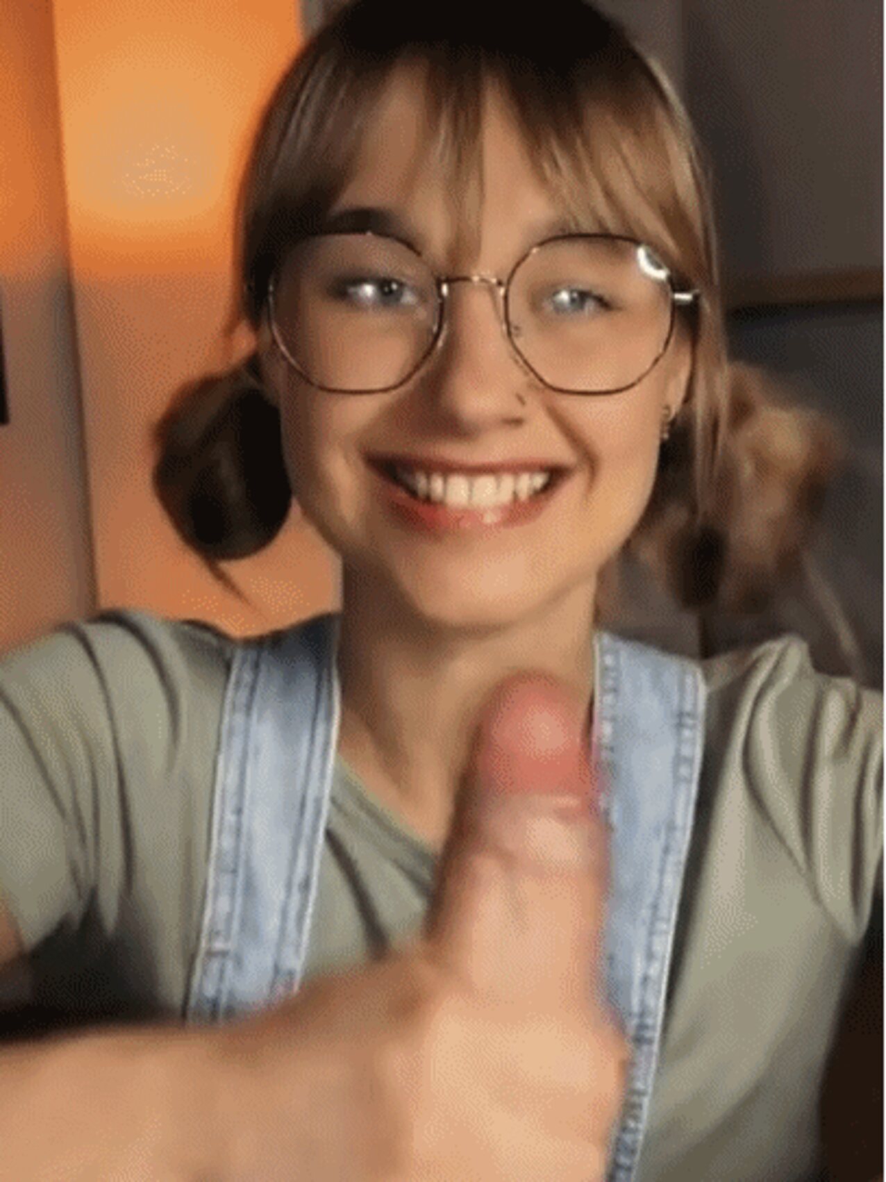 camgirl pigtails handjob