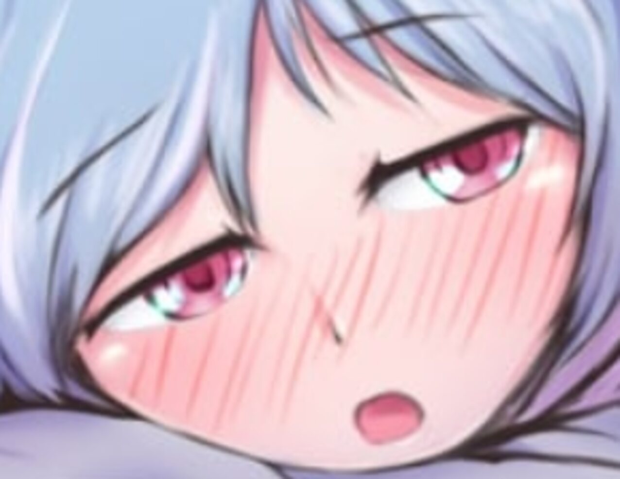 blue hair blush stickers blushing