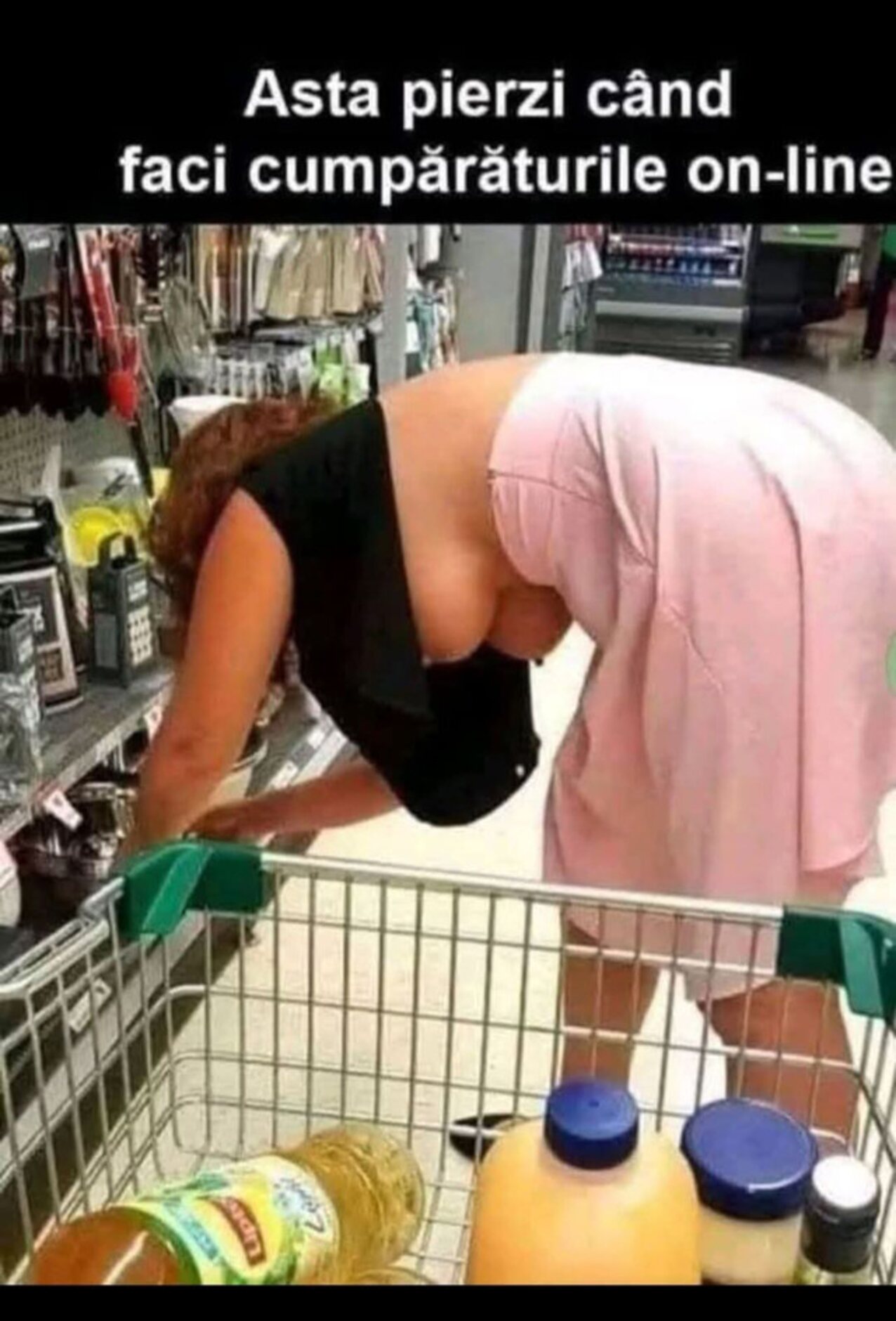 shopping blonde boobs