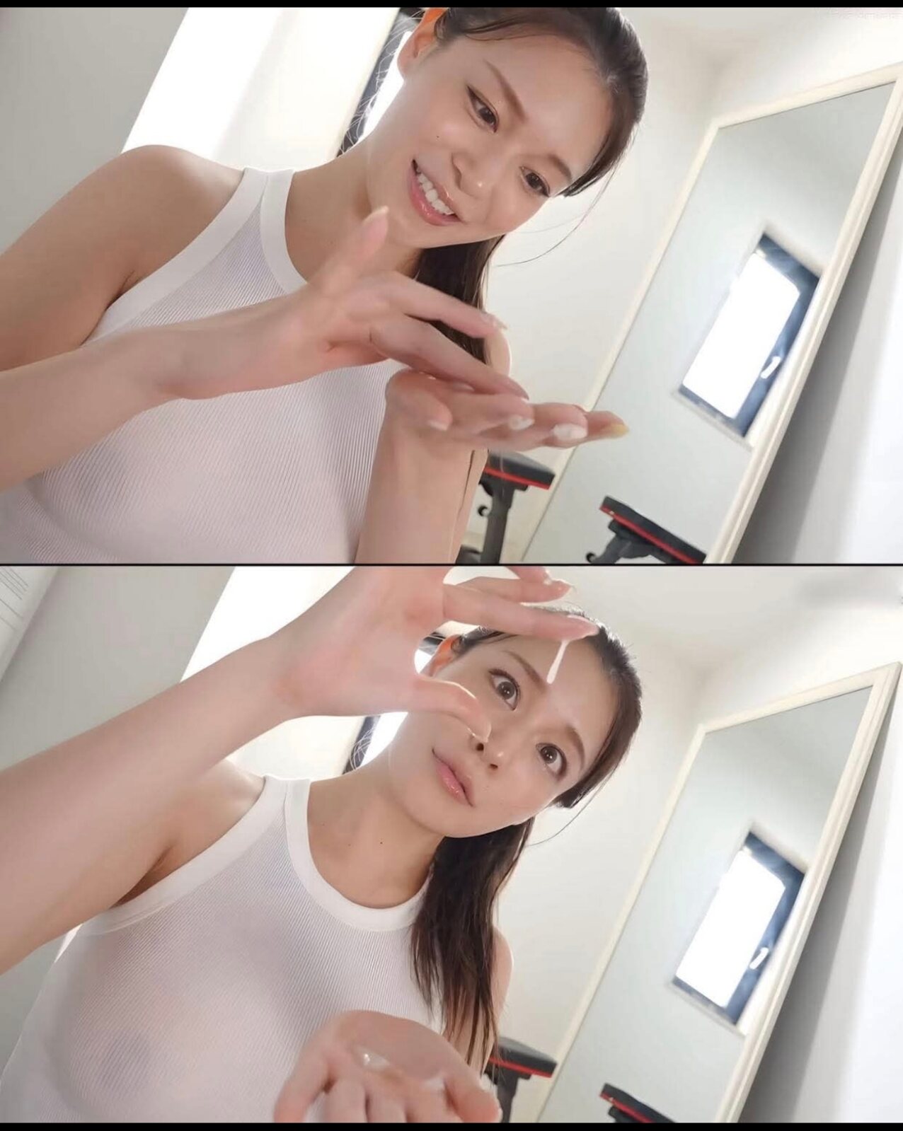 japanese brunette cum on hand
