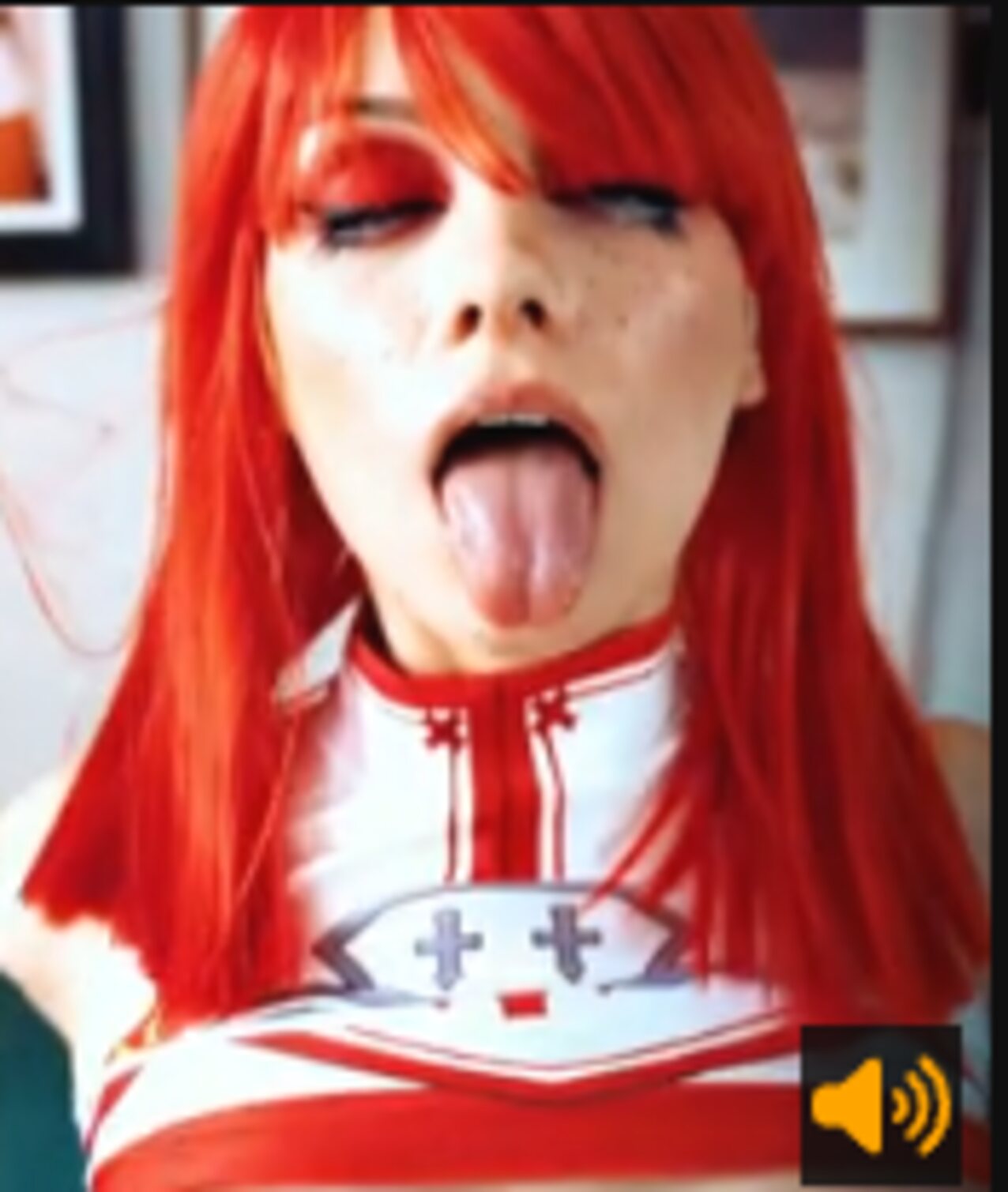 ahegao redhead cosplay