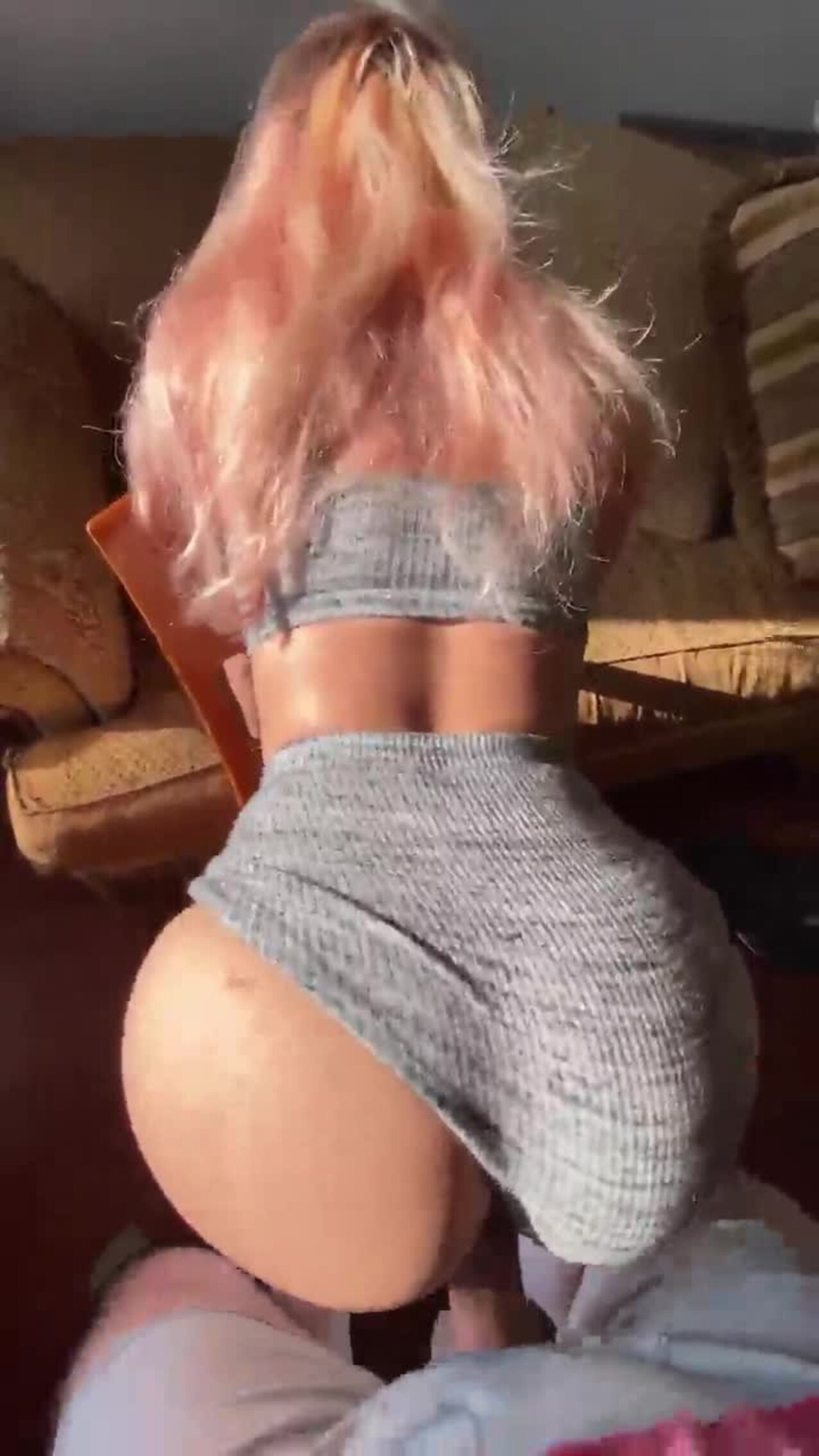 blonde pink hair doggy pov