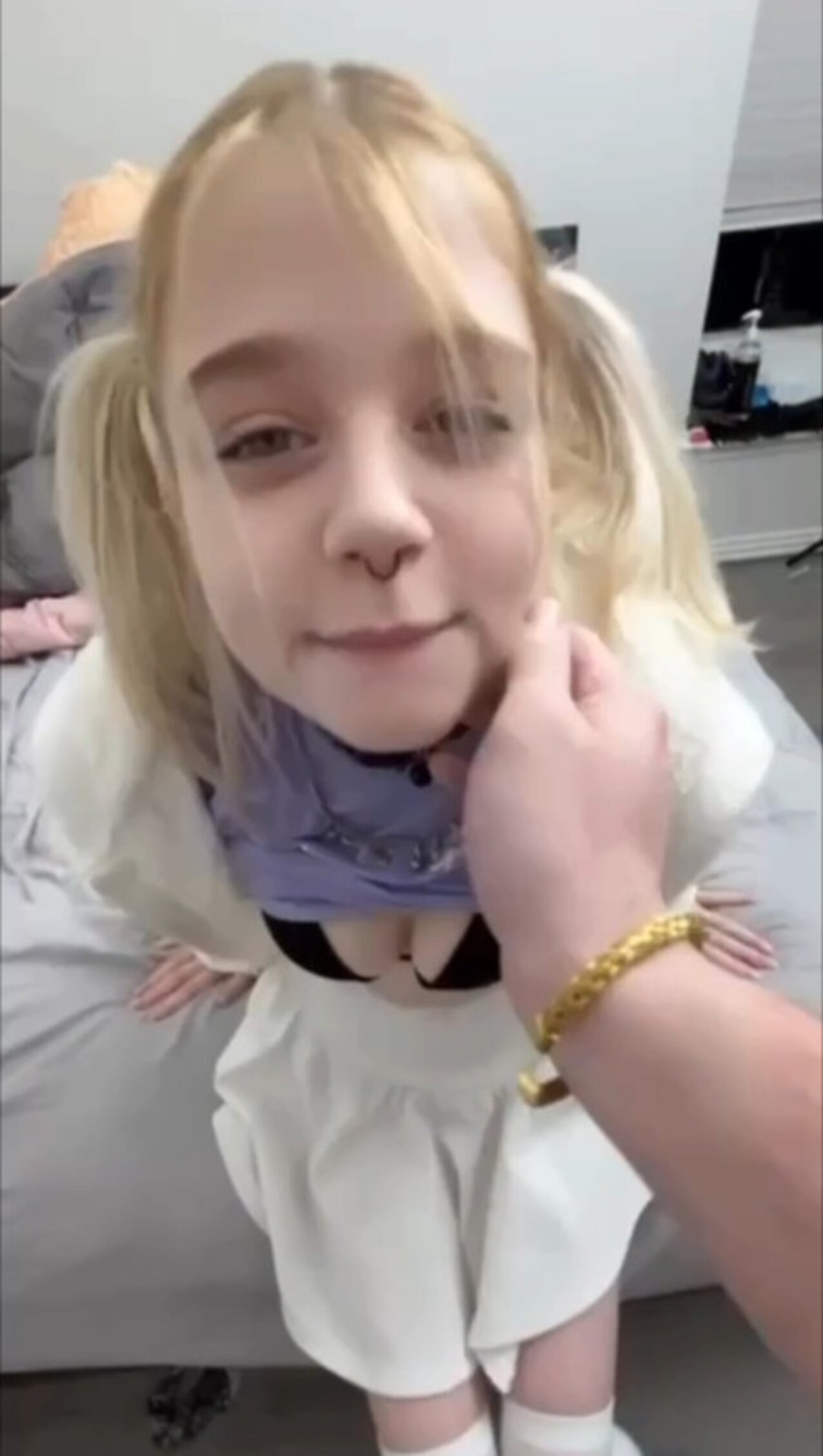 teen piercing blonde