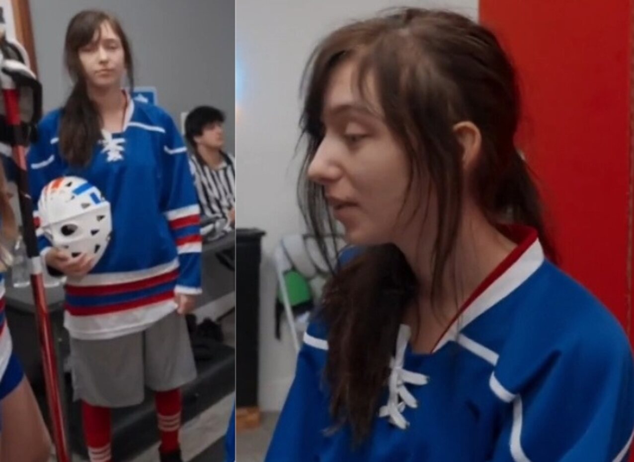 hockeygirl bluejersey redwhiteaccents