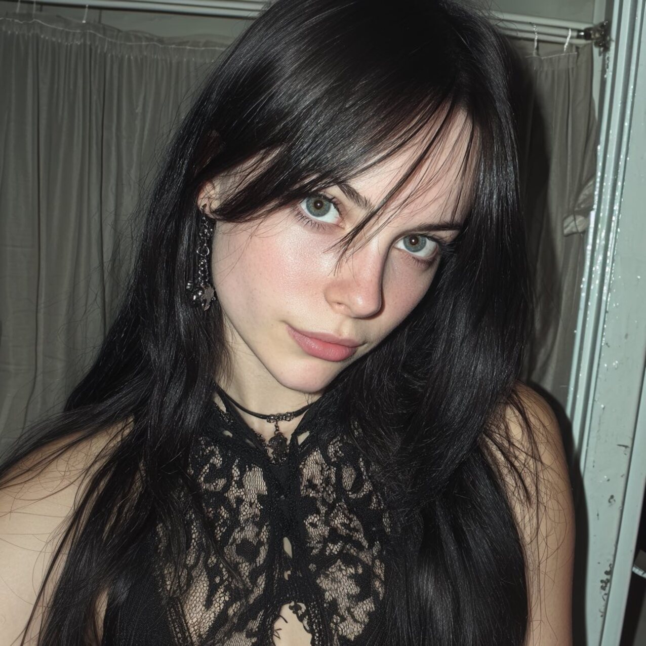 cute black hair blue eyes