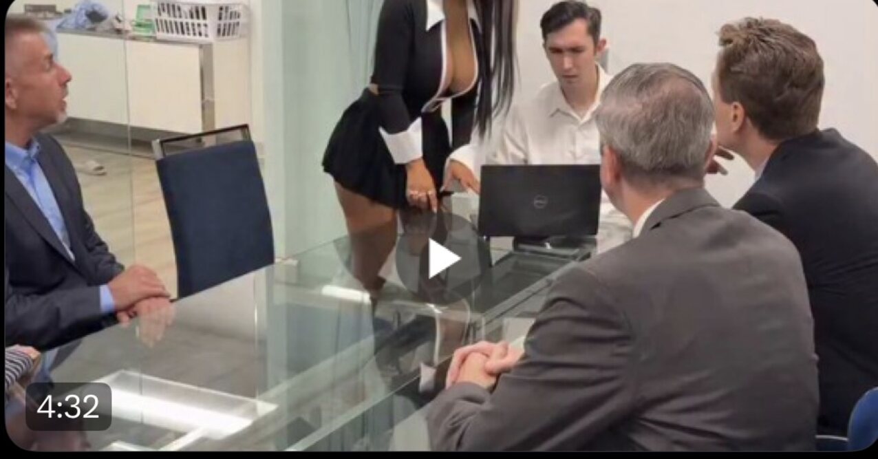 gangbang brunette office