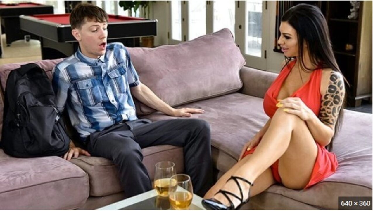 milf brunette redskirt