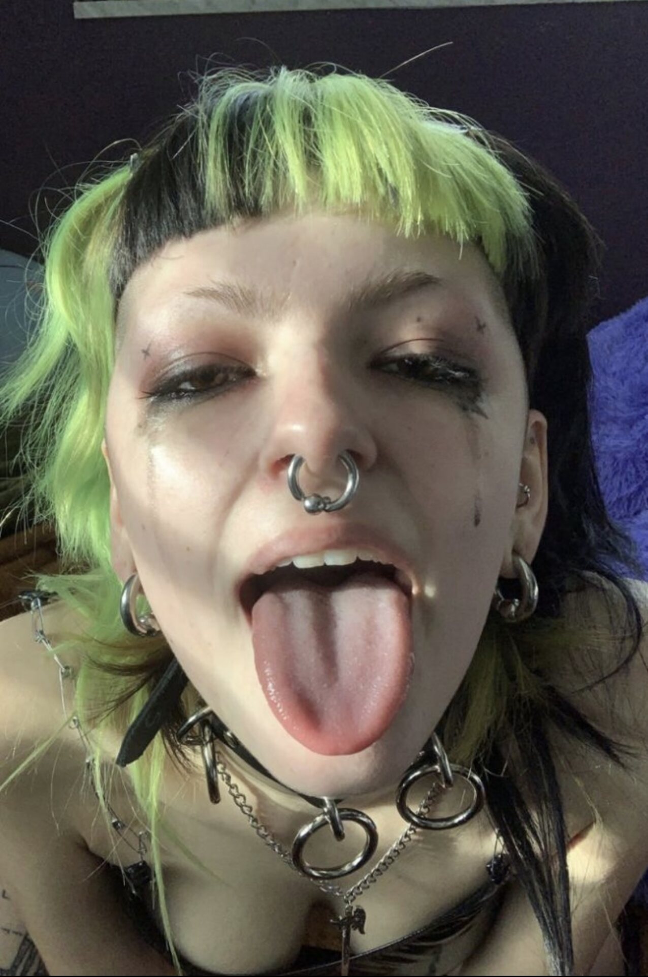 green hair goth makeup