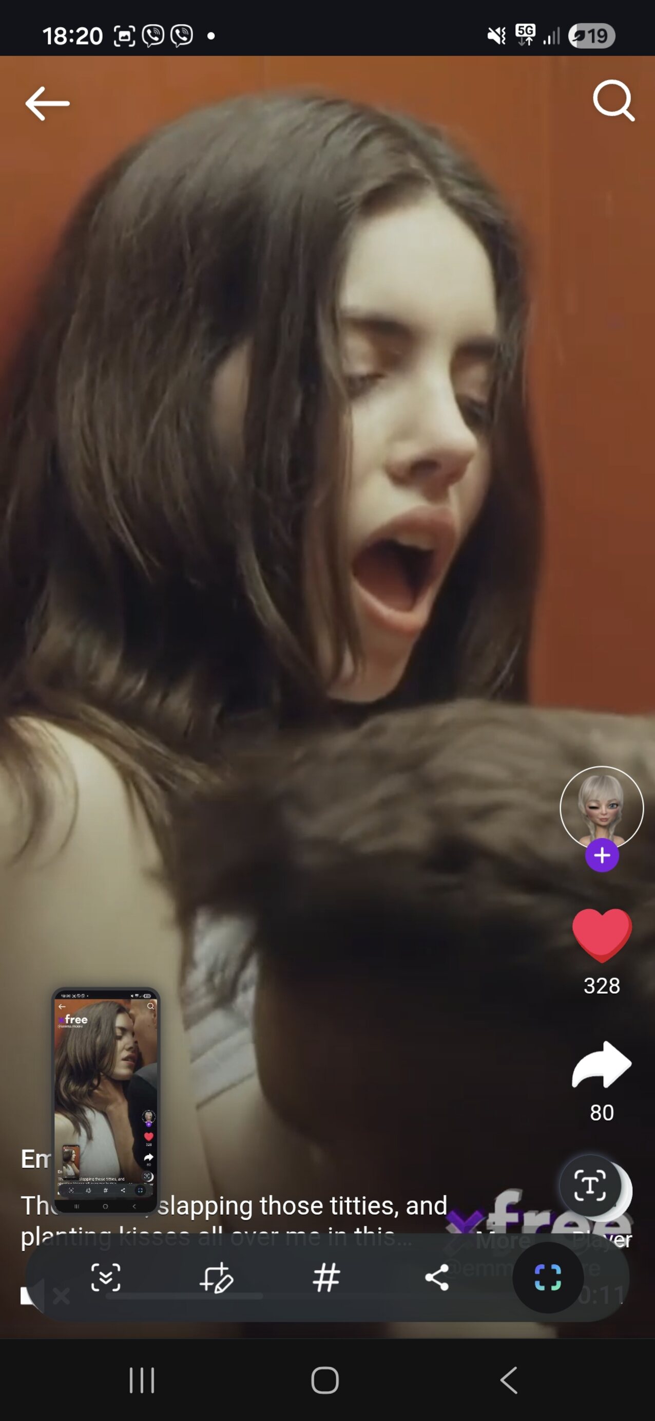 tits slapping brunette