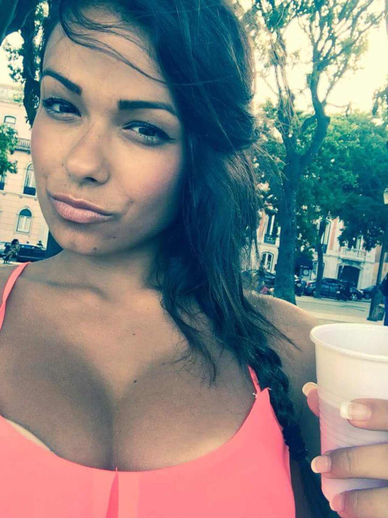 busty pretty brunette