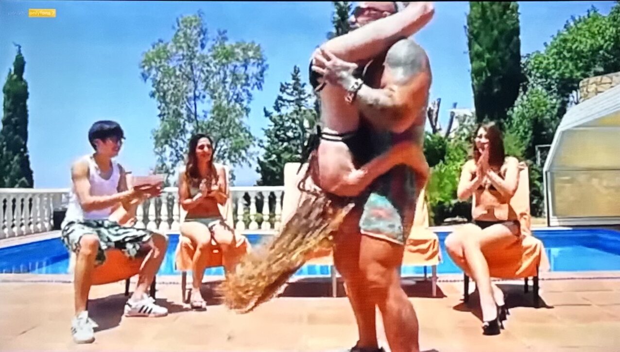 blond pool party