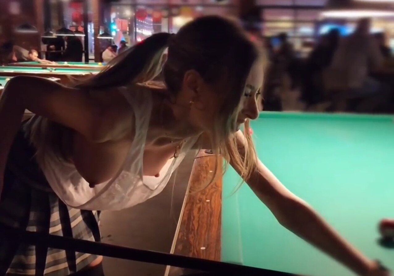pool smiling down blouse