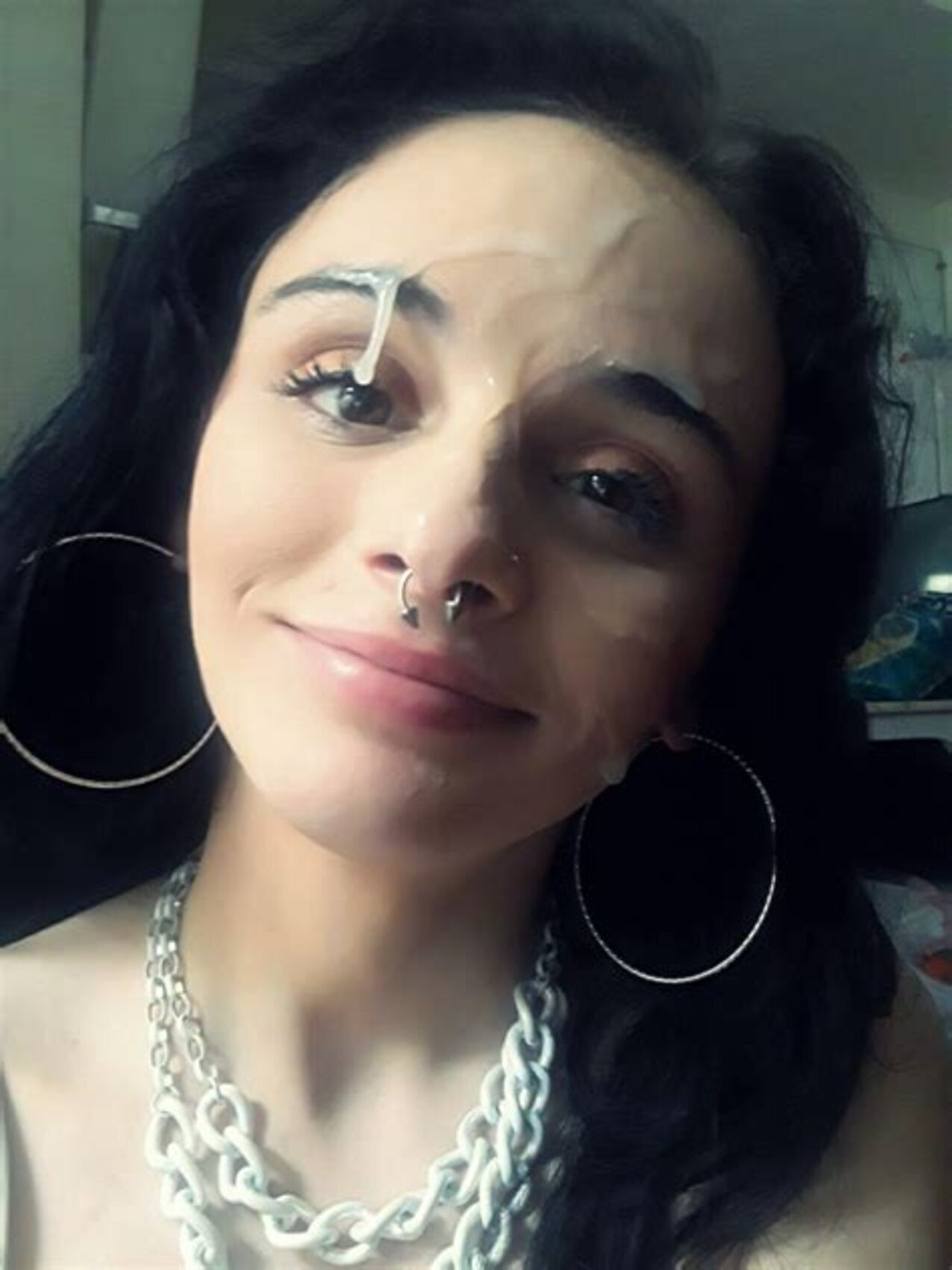cumshot white smile