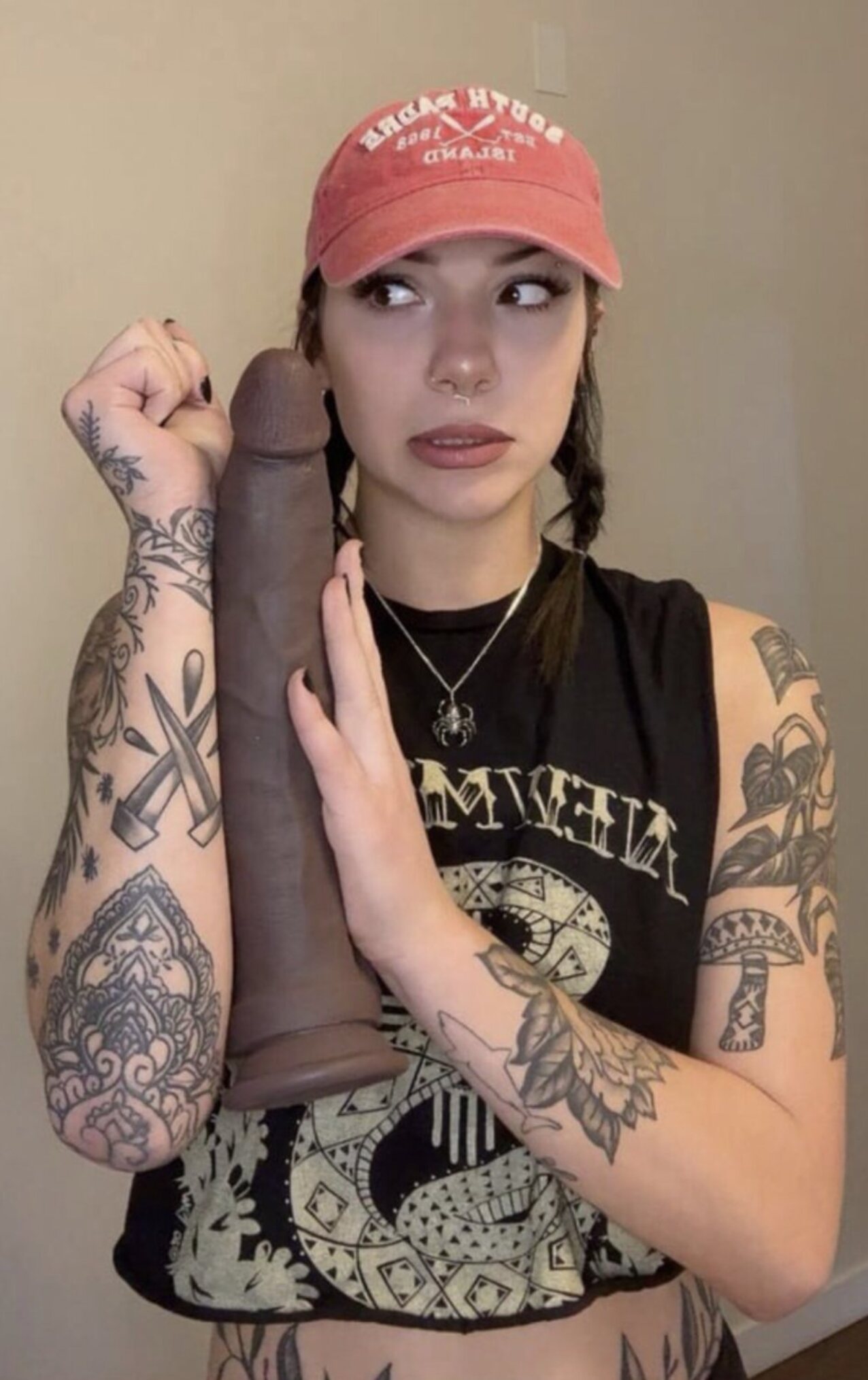 brunette raven hair dildo