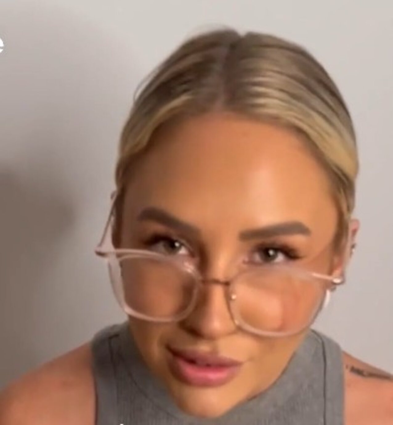 blonde glasses blowjob