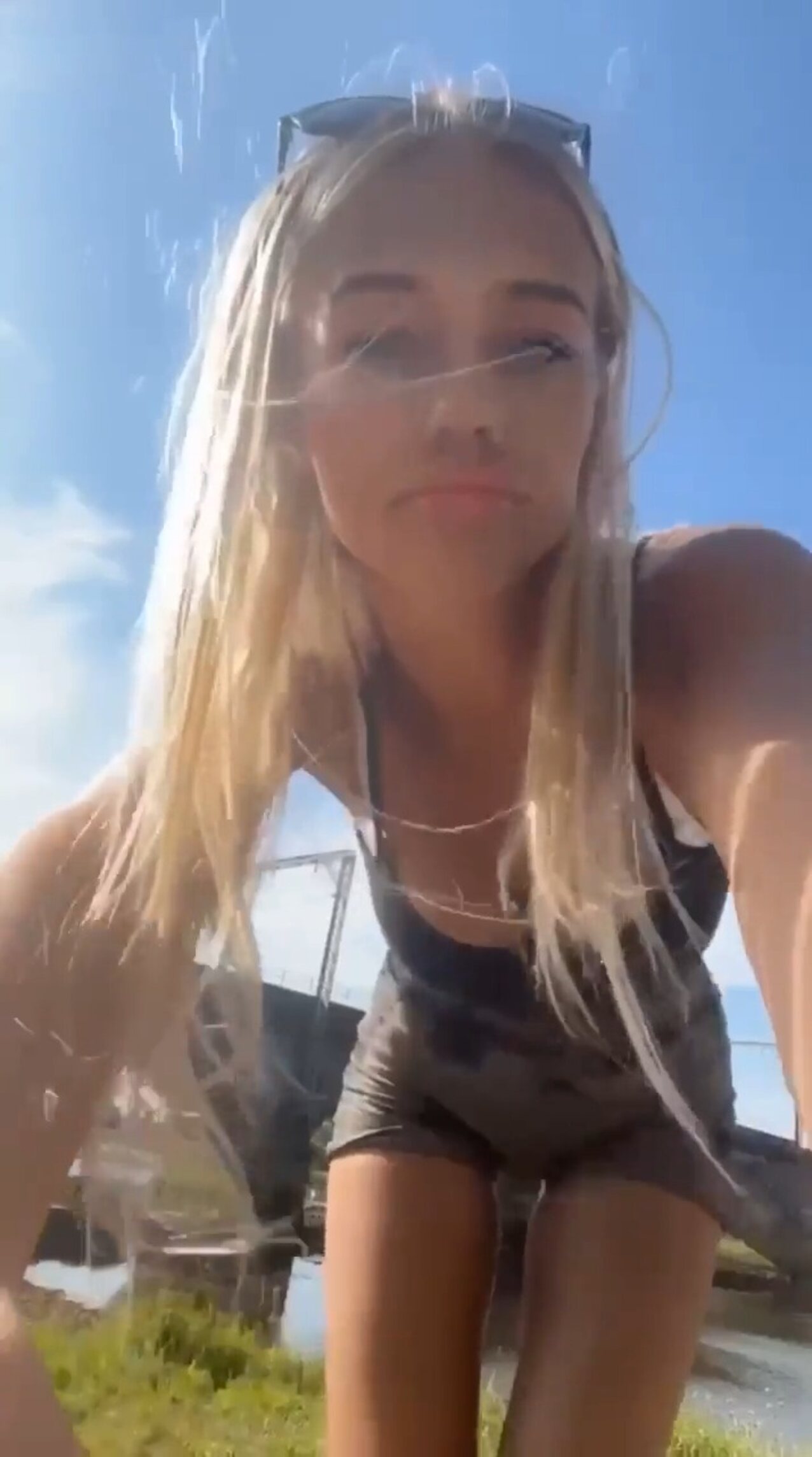 blonde public flashing