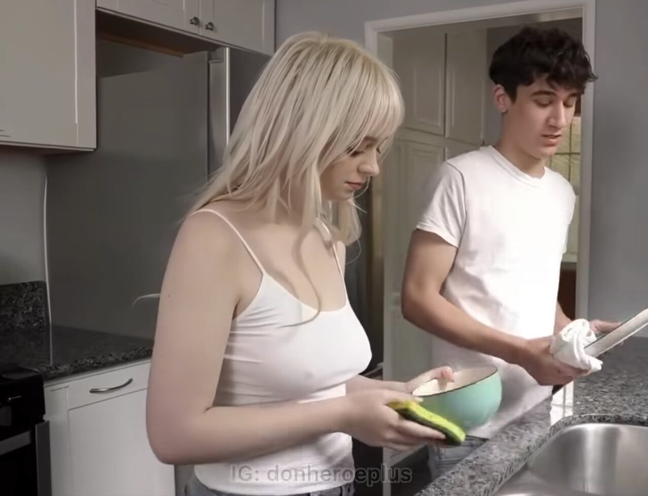 blonde tits kitchen