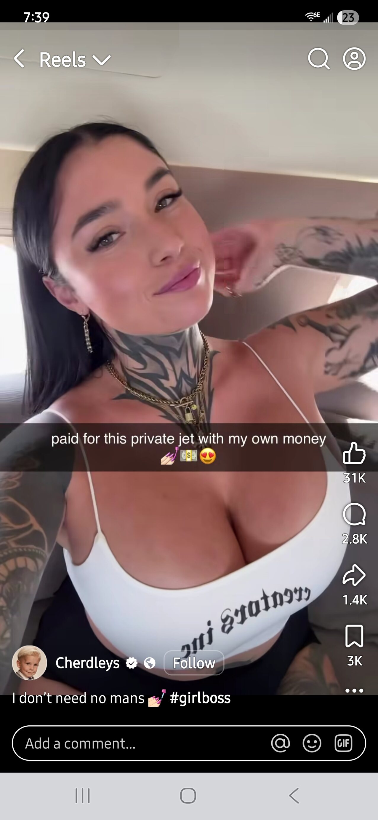 tattoos black hair high tits